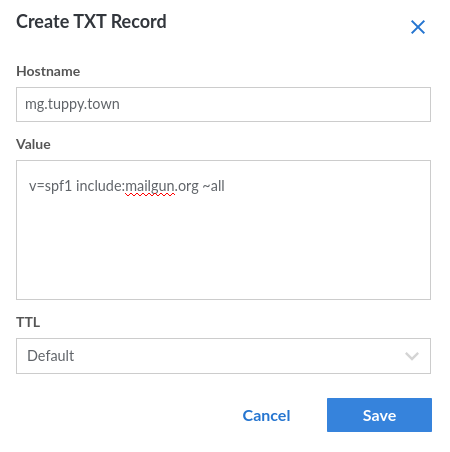 Linode create TXT screenshot